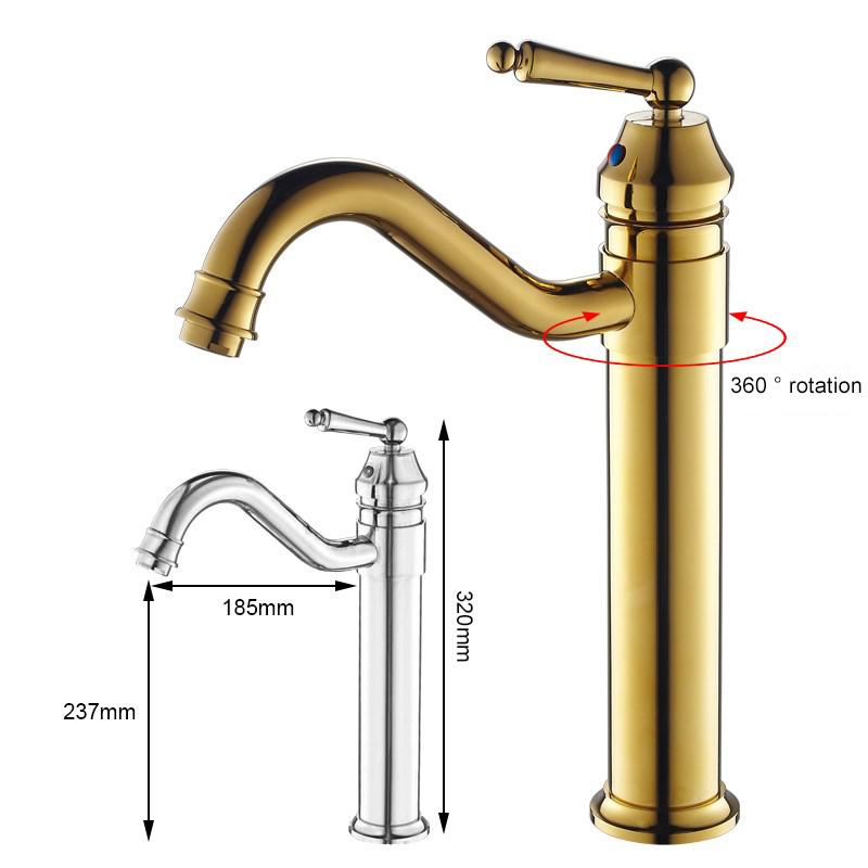 Bathroom Tall Basin Sink Faucet 360 Degree Turn Sink Hot and Cold Bath Sink Vessel Faucets Water Mixer Crane EL5002