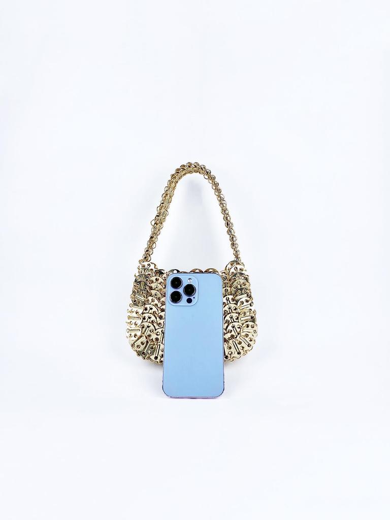 Handmade Woven Metallic Tote with Sequin Accents