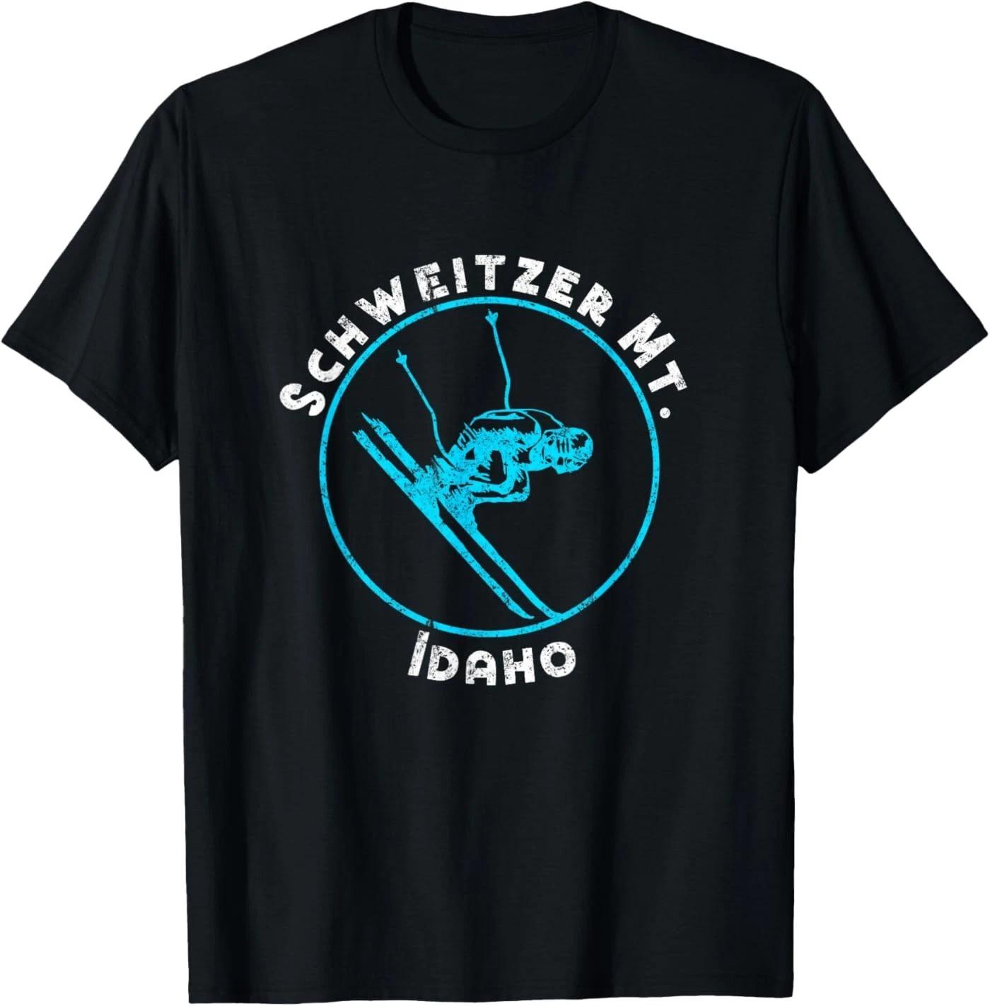 Schweitzer Mt. Idaho ID Downhill Skier Distressed Retro T-Shirt L