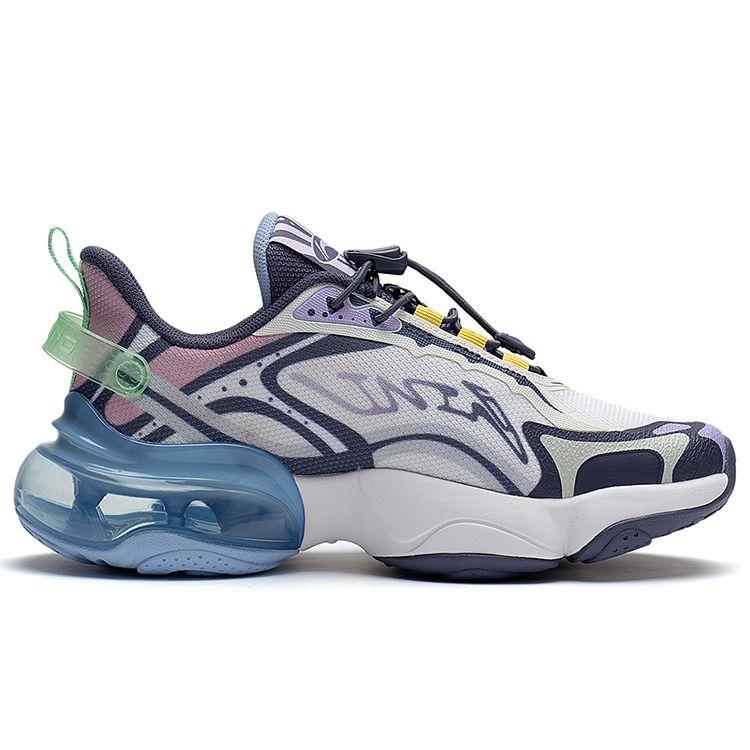 Li Ning Youth  Childrens Round Air - Nebula Comfortable Wear-Resistant Shock Absorbing Casual Shoes Kids Casual Shoes White Blue YKCT008-4