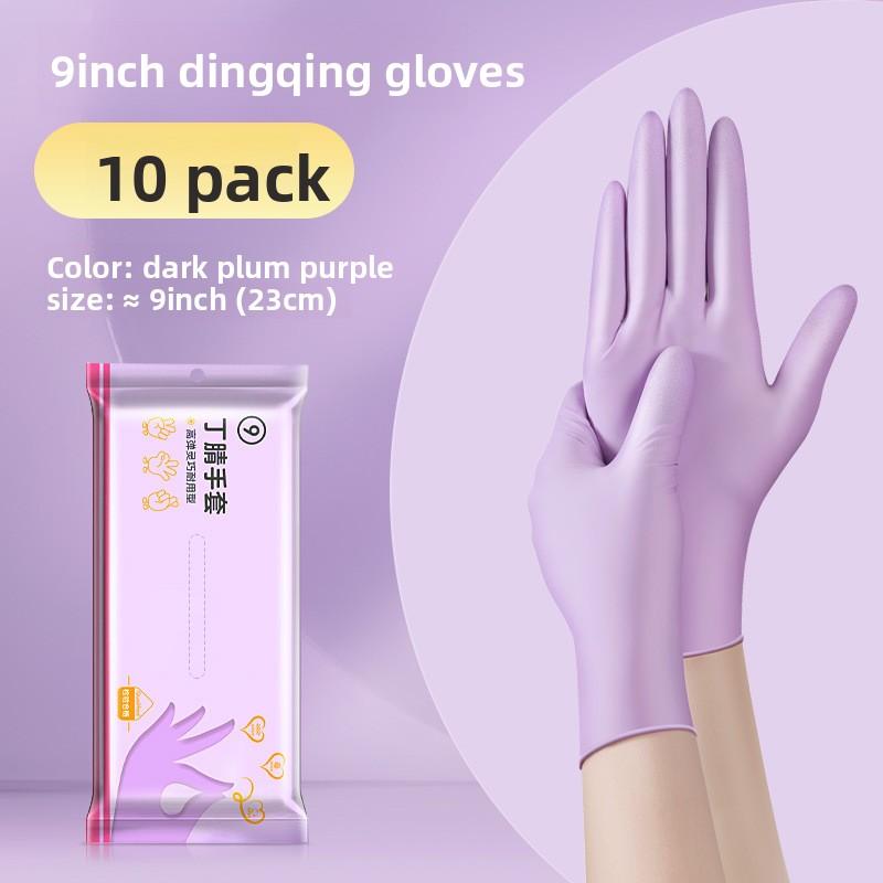 

10 пар одноразовых водонепроницаемых и маслостойких перчаток для уборки кухни, мытья посуды, пищевого класса M 10 pieces фиолетовый