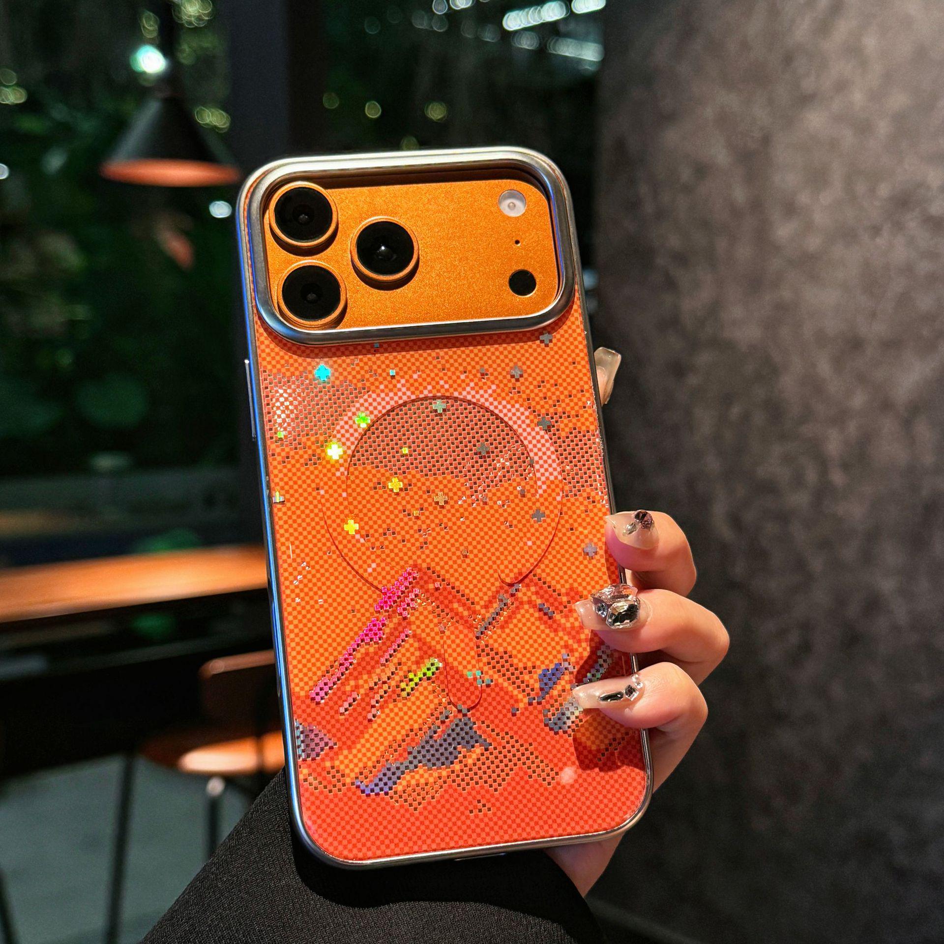 

Compatible with Apple 17ProMax, Starry Mountain Magnetic Mirror Case, Drop-Proof, Electroplated Soft Edge for iPhone 16. 16