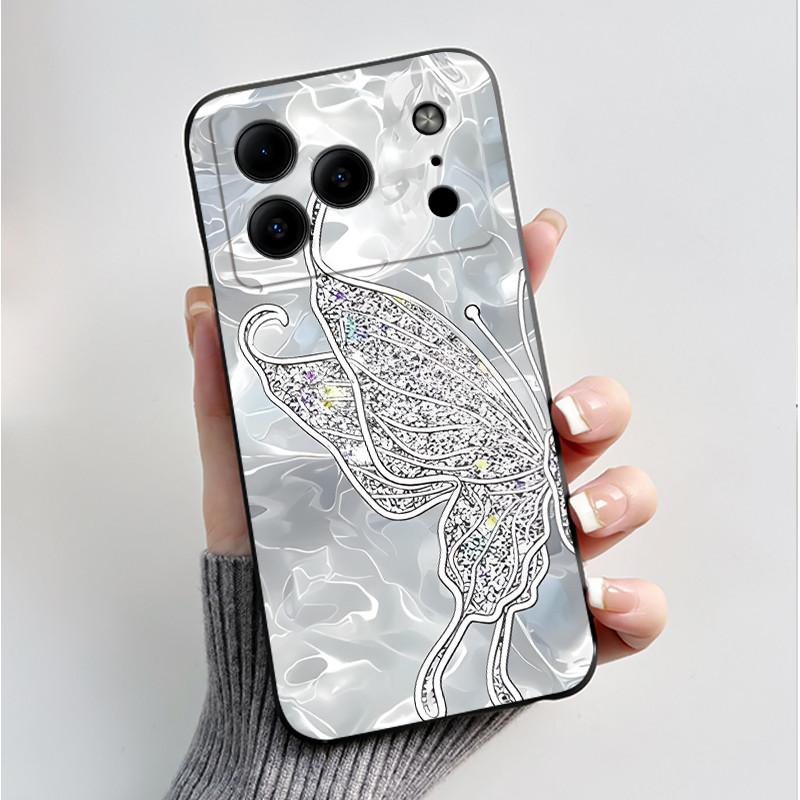 For Doogee Note 56 Case Luxury Fashion Butterfly Flowers Black Soft TPU Silicone Phone Cover for Doogee Note56 Shockproof Casing