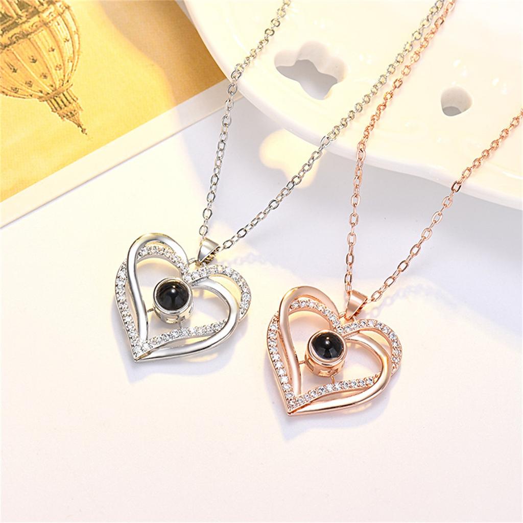 Love Shaped Projection Necklace For Women, European And American DIY Valentine's Day Gift
