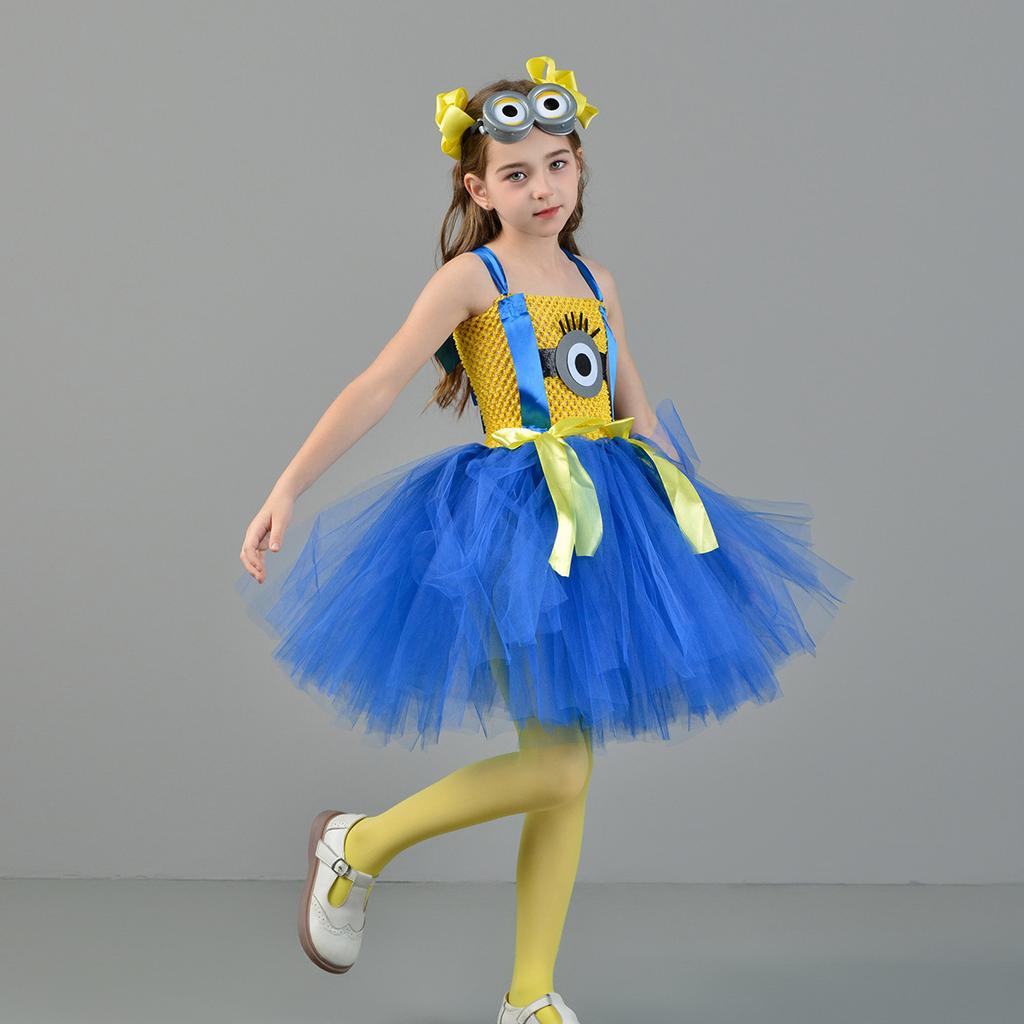 Girl Yellow Figurine Costume Ping-pong Skirt Party Stage Performance Skirt Tutu Skirt Anime Halloween Cosplay Costume