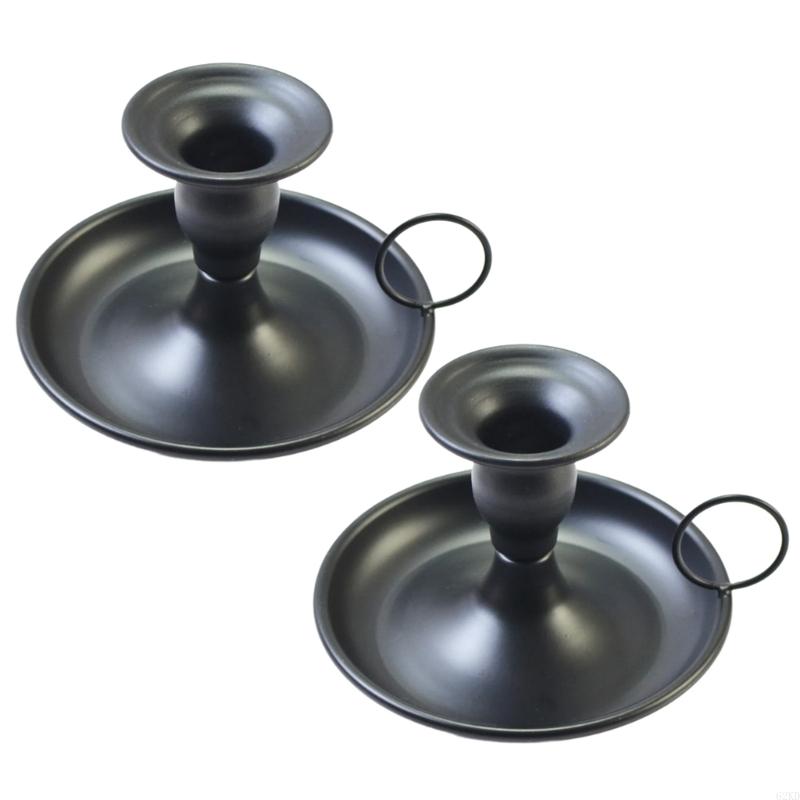 

62KD Подсвечники металлические конусные Свадебный декор для обеденного стола 2 чёрный