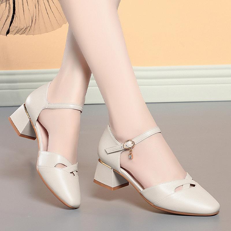 

Летние женские босоножки-лодочки женские с острым носком и ремешком на щиколотке на высоком каблуке женские туфли из искусственной кожи с вырезом офисные туфли женские 35(22.5cm)