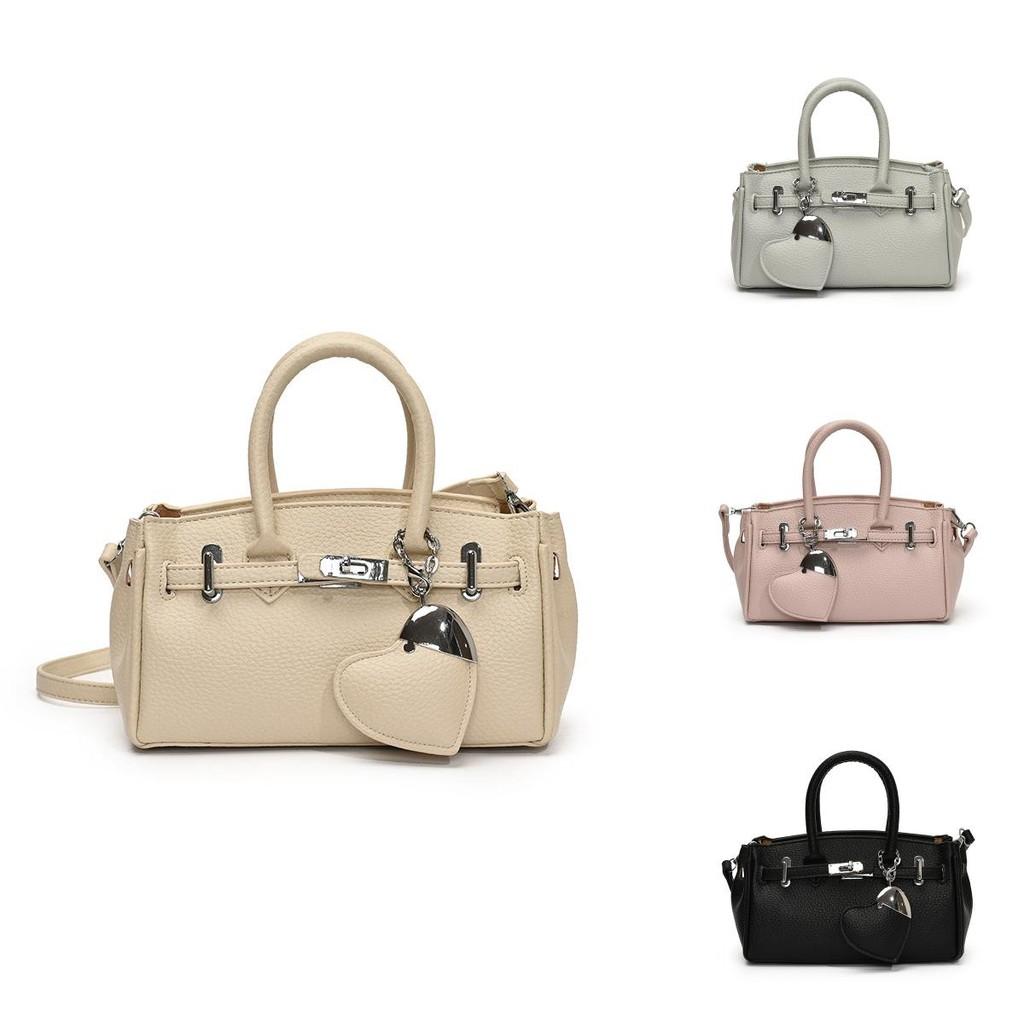 Pendant Symbol Heart Gold Handheld Purse Sewed Detailing Shoulder Office Strap