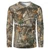 Langarm-T-Shirt mit Ast-Camouflage-Print, Ideal für Outdoor & Freizeit