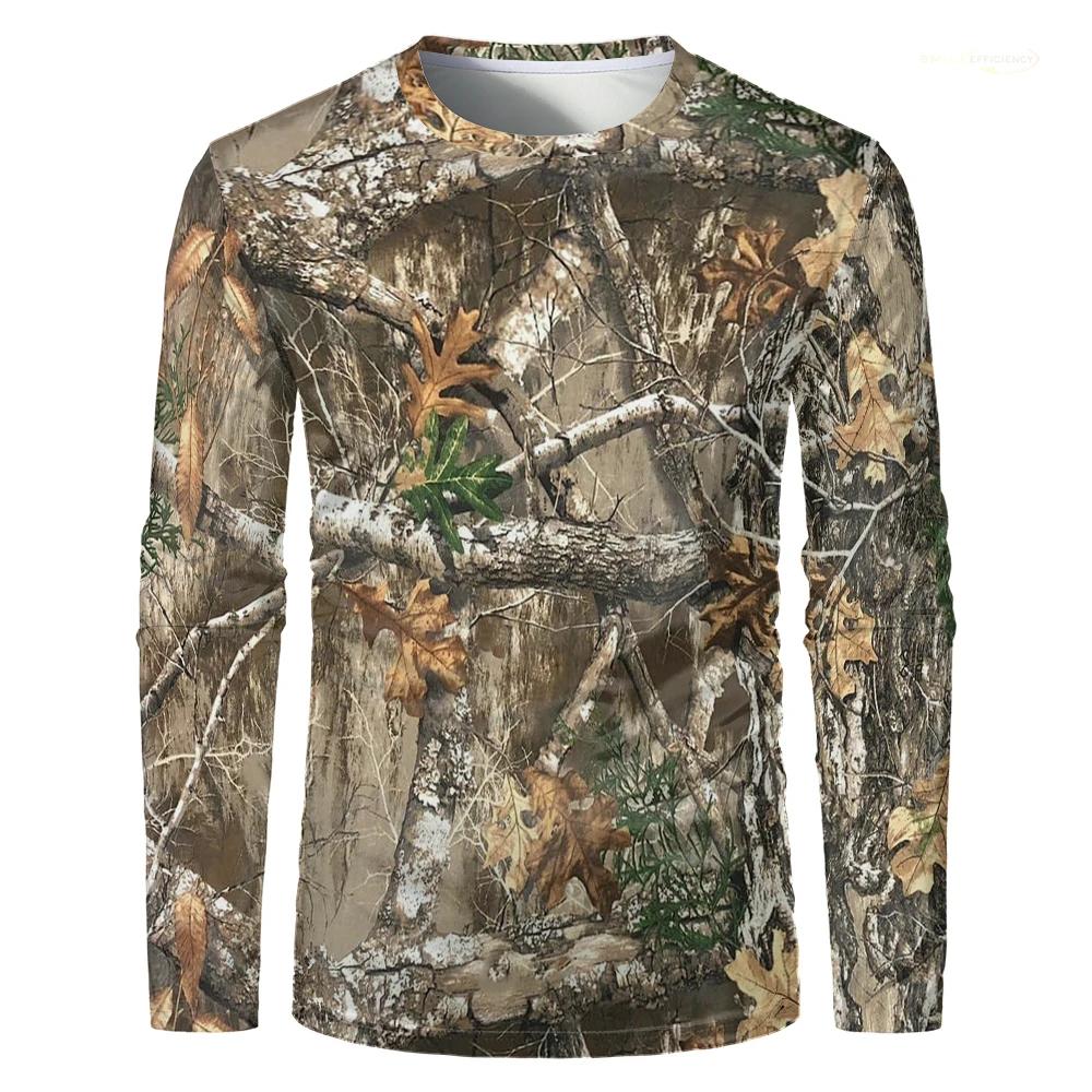 Langarm-T-Shirt mit Ast-Camouflage-Print, Ideal für Outdoor & Freizeit
