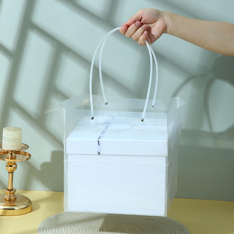 Large Square Solid Color Birthday Gift & Souvenir Box with Handle