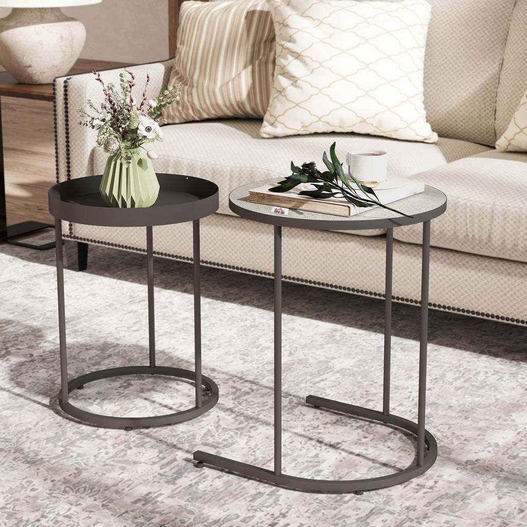 Set of Two Industrial Nesting Tables - Grey