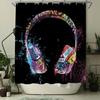 music shower curtain graffiti dj music headphones boy shower curtain 180x 180cm polyester fabric bathroom decoration