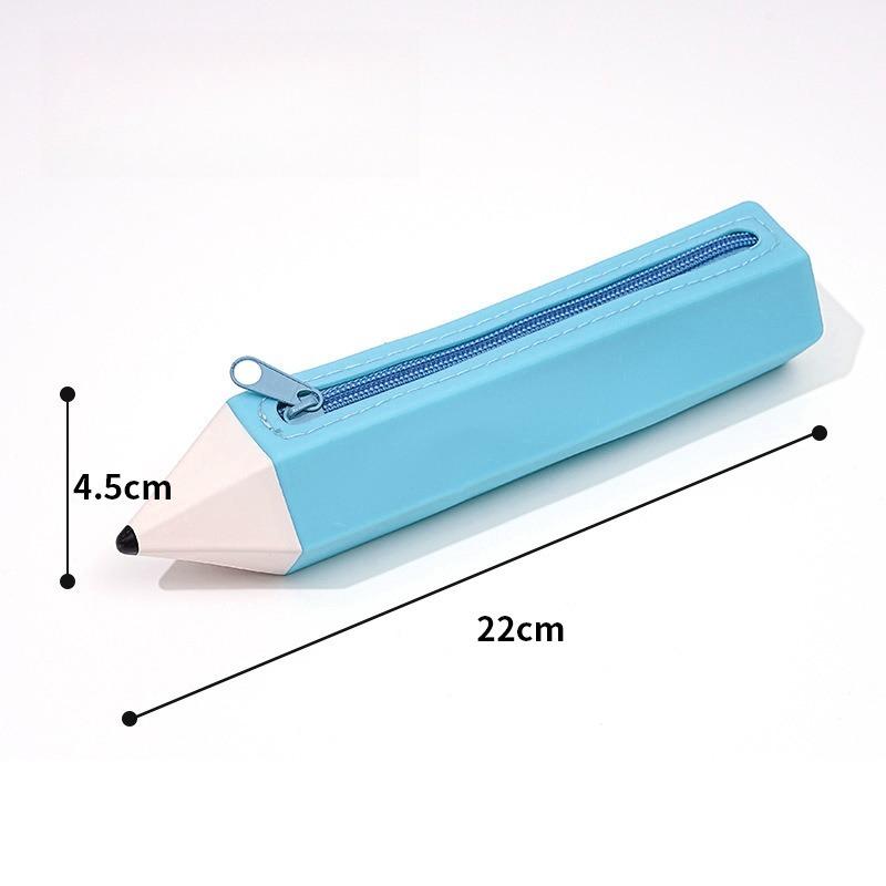 Creative Pencil Shape Large Capacity Storage Bag Zipper Silicone Pencil Case синий