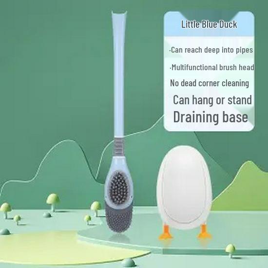 

Силиконовая щетка для унитаза Diving Duck с подставкой - Жесткая щетина для эффективной уборки ванной комнаты