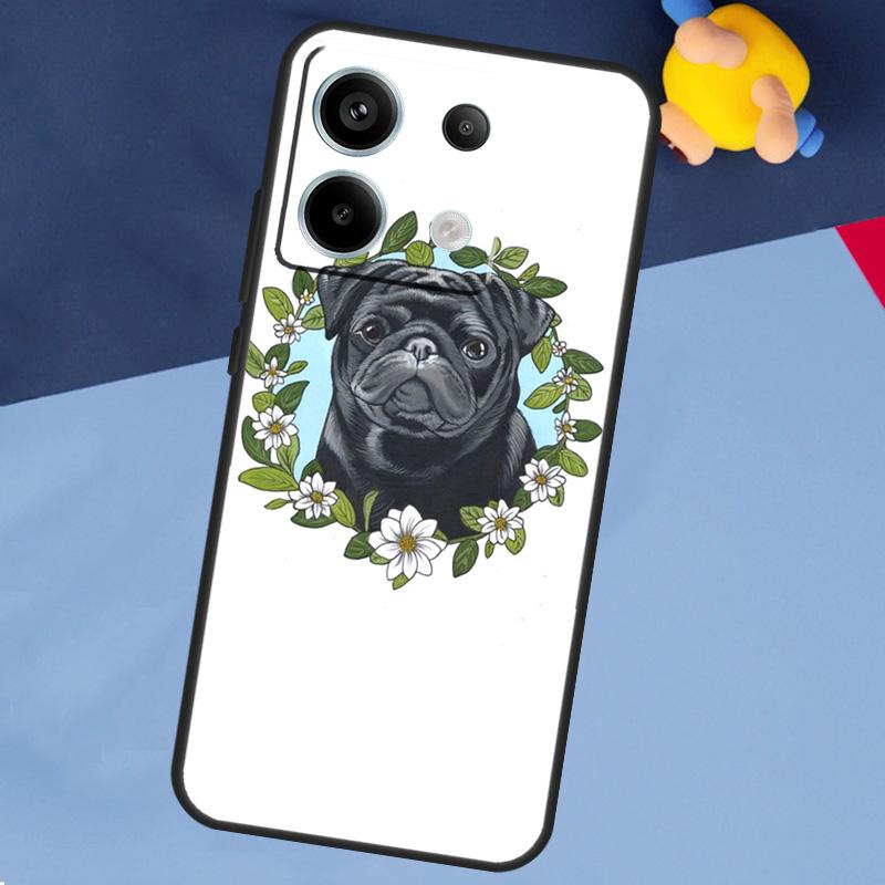 Cute Black Pug Dog Case For Xiaomi Redmi Note 13 Pro Plus Note 9 10 11 12 Pro 9S 10S 11S 12S 10C 12C 13C Coque