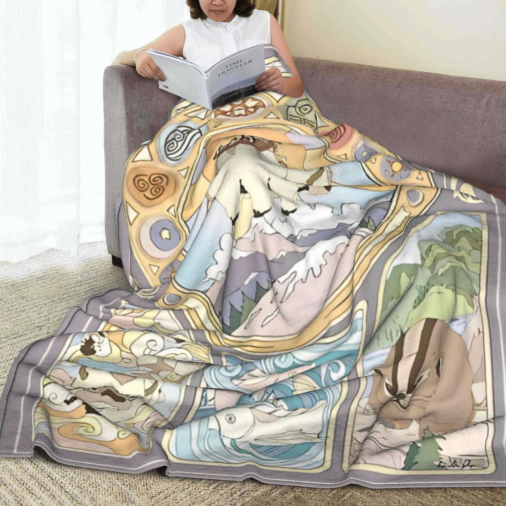 Team Avatar Original Benders Jugendstil Decke Flanell Sommer Tragbar Leichtgewicht Überwurfdecke für Bett Schlafzimmer Tagesdecken