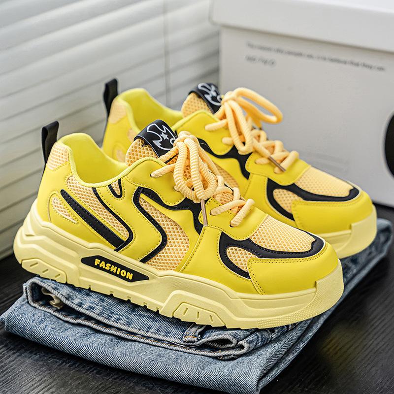 Mesh shoes men's 2025 new summer breathable mesh versatile retro trend thick-soled wear-resistant men's sports and leisure shoes