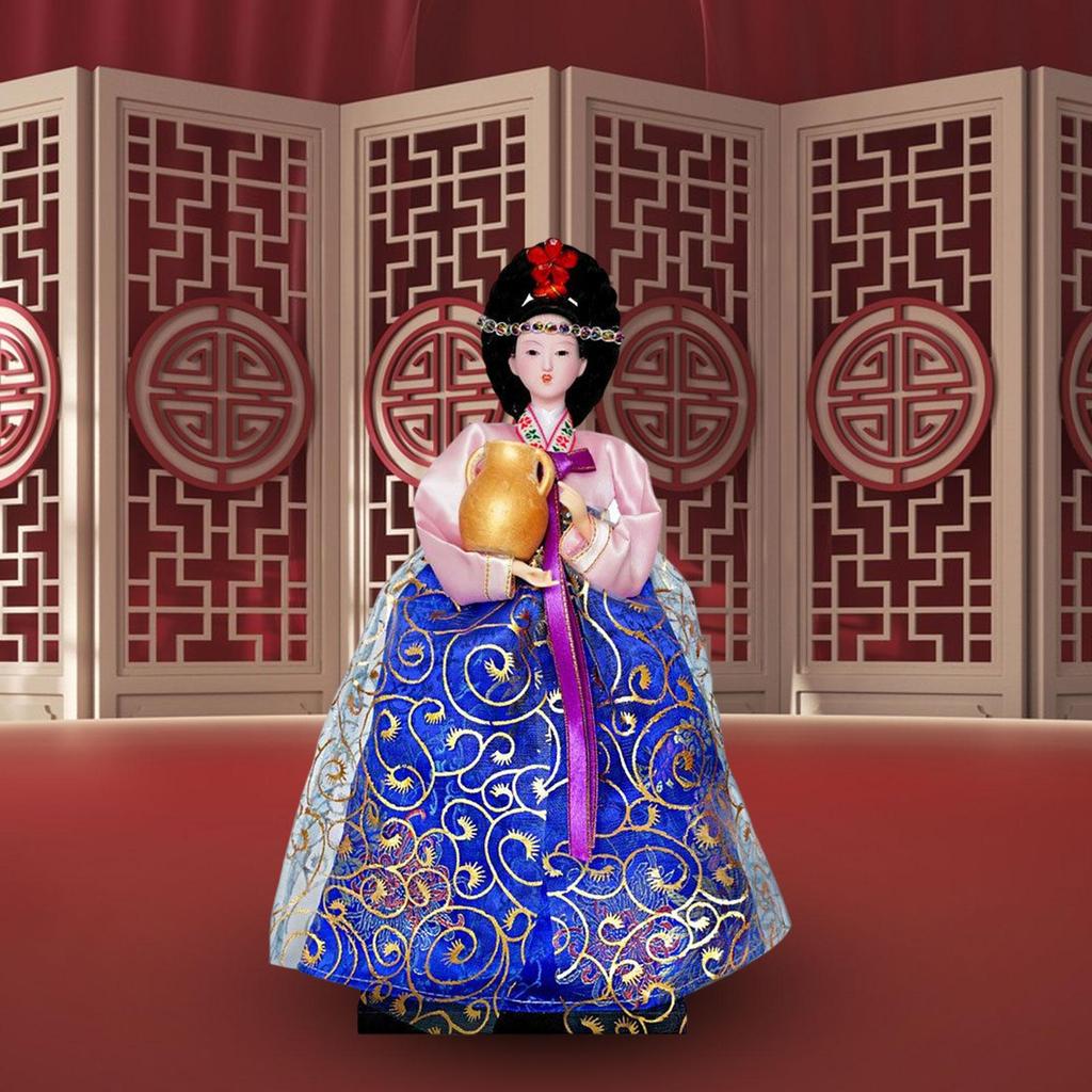 Korean Geisha Figurine Korean Hanbok Geisha Doll Miniature 12 Inch Oriental Doll for Tabletop Home Office Decoration Kids Gift