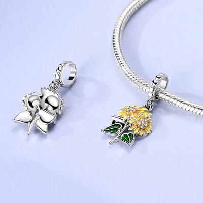Summer Sunflower Pendantscopper Platedoriginal Beads Fit Originalcharms Bracelet Beads Jewelry Diy Gifts For Women