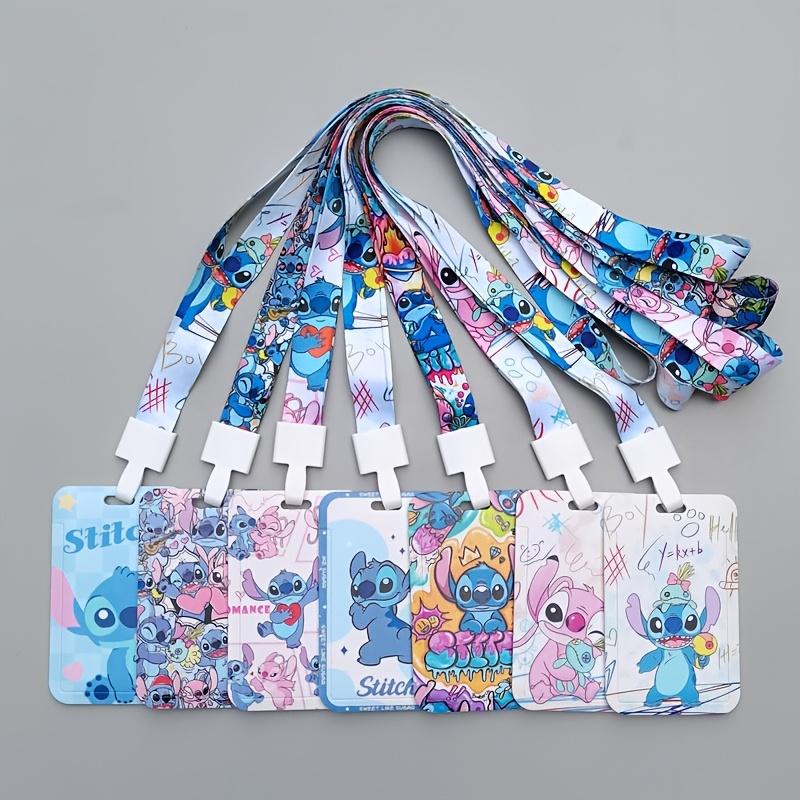 Disney Porta-Cartões e Alça de Identificação Stitch - Poliéster Resistente a Arranhões Perfeito para Crachás Escolares, Ônibus, Cartões de Jantar, Presentes de Aniversário