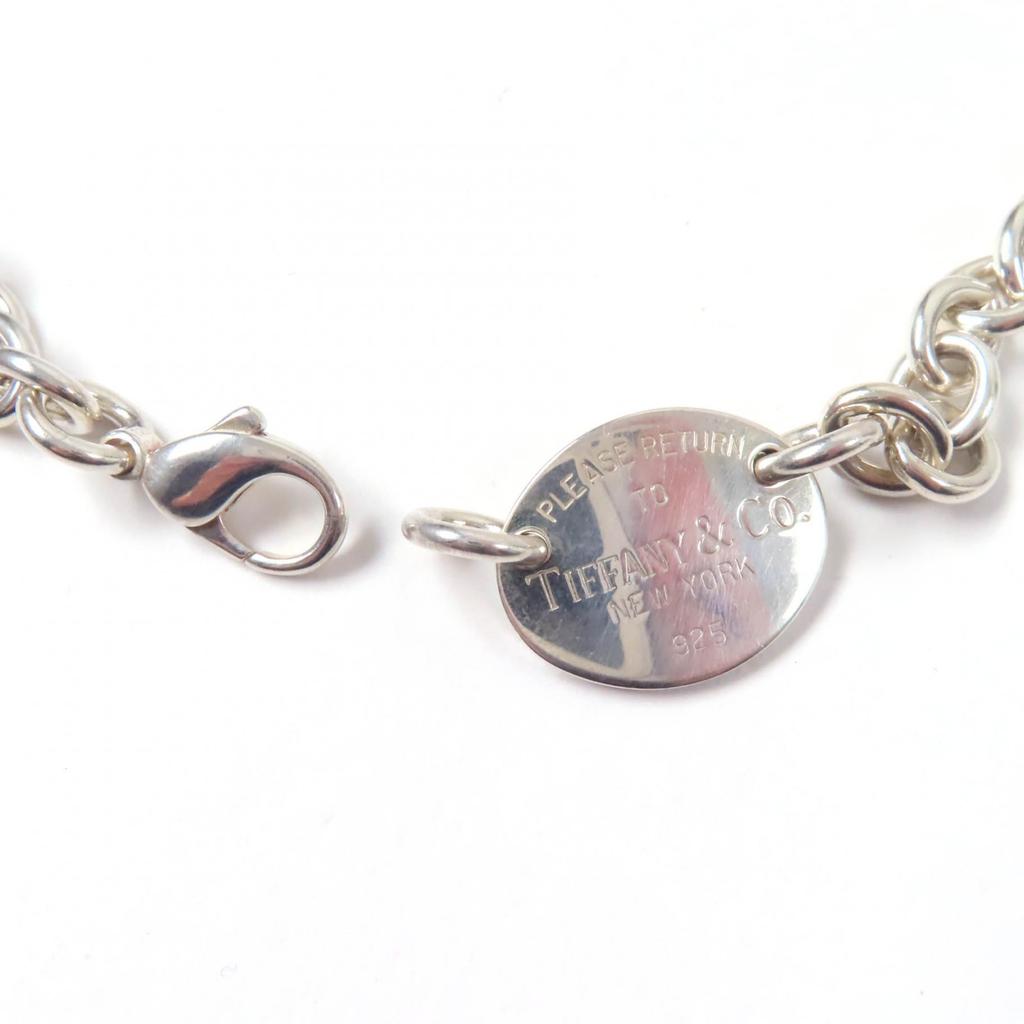 Very Good TIFFANY&Co. choker Oval tag Necklace Silver SV925 Women Used