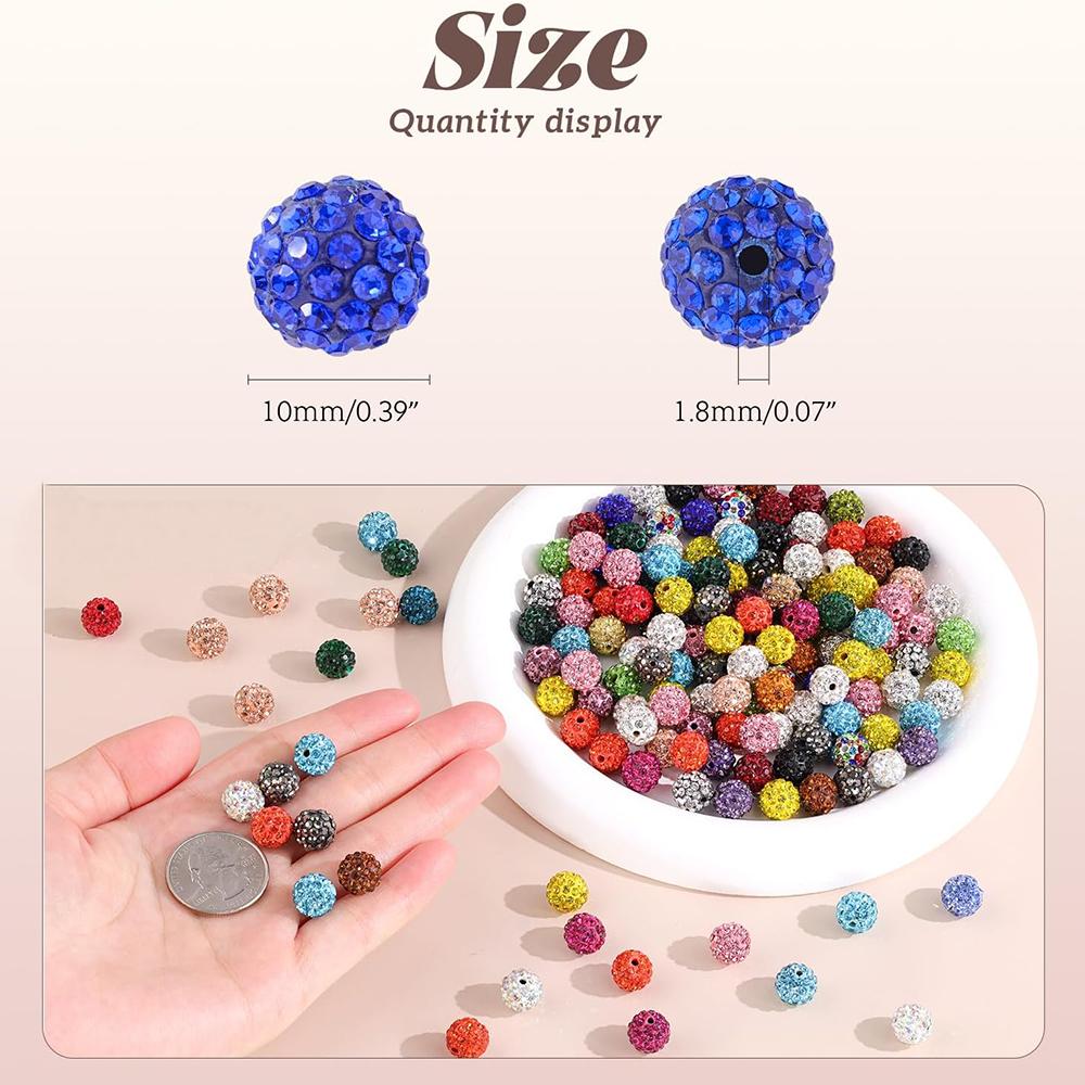 

New 100pcs 10mm Rhinestone Beads Orange Shiny Round Shamballa Ball for Crafting