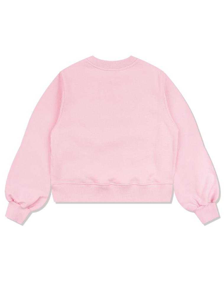 LA MAISON STUDIO Women'S Simple Logo Triangle Embroidered Puff Slim Crop Sweatshirt Pink (Fce3Ts505W)