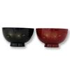Oto Lacquerware Store Wajima Lacquerware Soup Black with Red Interior and Red Interior with Flying Flower Chinkin Design Couple's Bowls, WA10-3