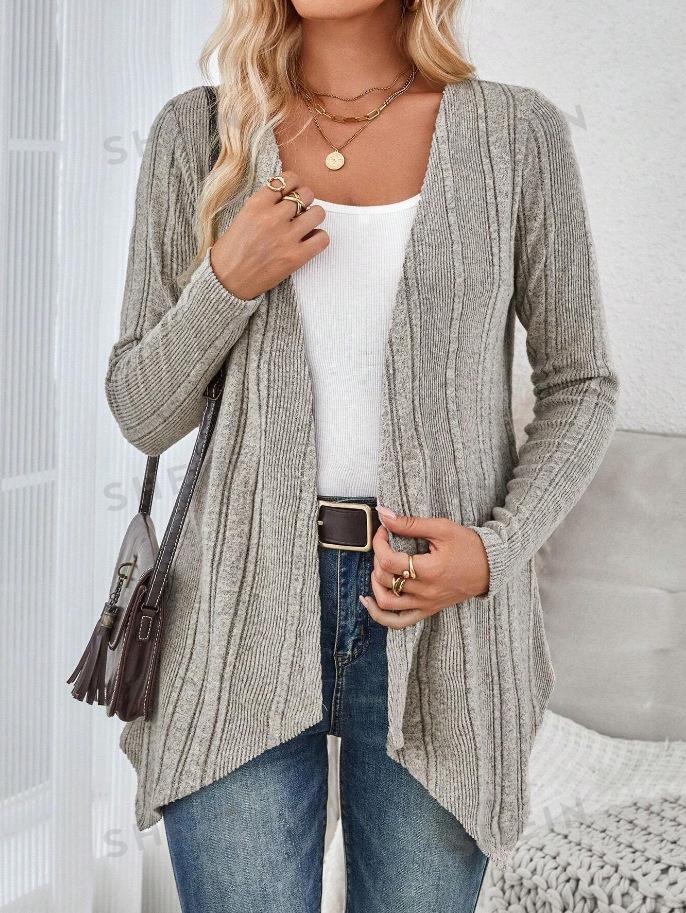 2024 Herbst/Winter Damen Rippstrick Langarm Strickjacke