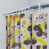 Bright Yellow Shower Curtain With Cat Design Polyester Fabric For Bathroom Decor Modern Home Decoration Gift Idea Multicolored W