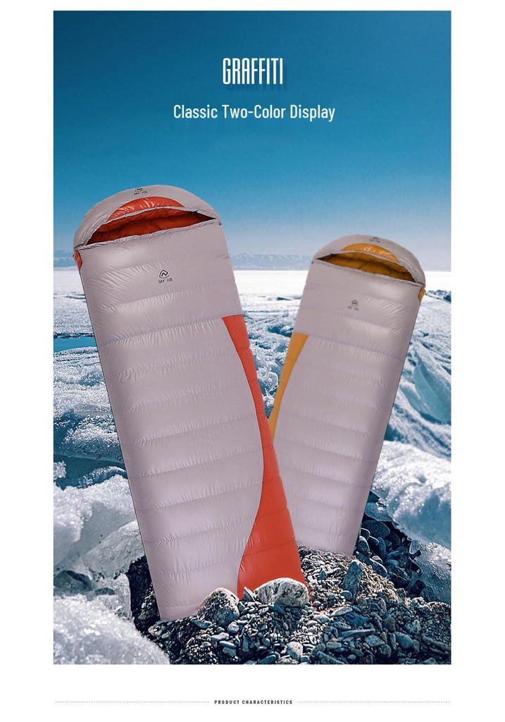 SKY ICE Gray Bear Down Silk Sleeping Bag - Winter Thickened for Adults, Warm Cold Protection for Outdoor Camping