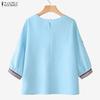 ZANZEA Women Casual Round Neck Floral Print Loose 3/4 Sleeve Blouse