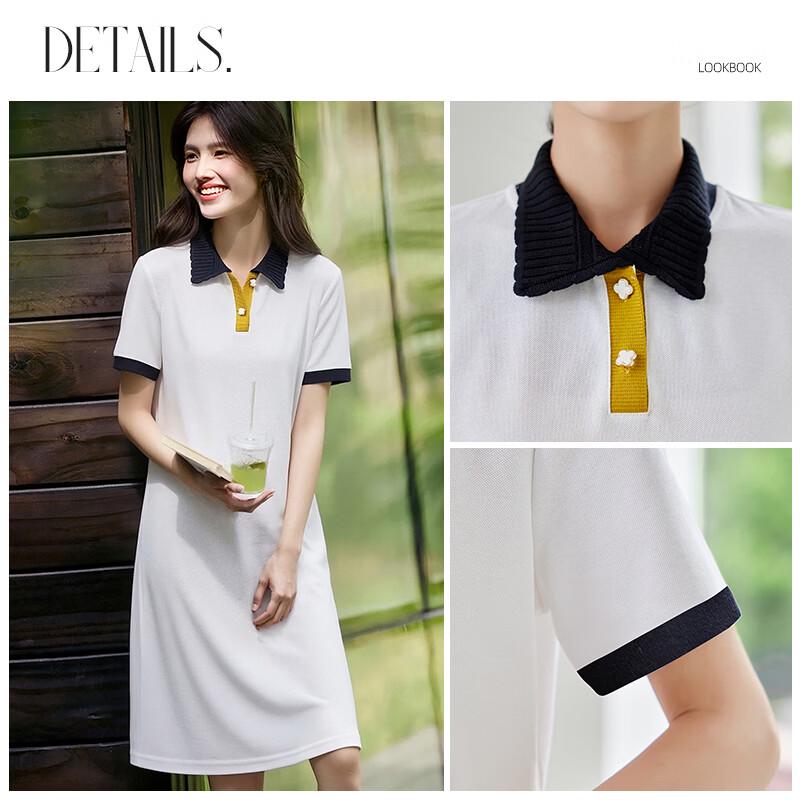 Women's Polo Neck Color Block Midi Dress
