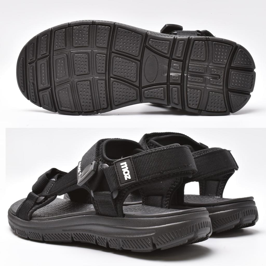 Mozu Sports Sandals with Strap Soft and Cushioned EVA Size 0800A Men's Ultra-Lightweight 3-Point Adjustment, Lining, Top, (Black, LL)