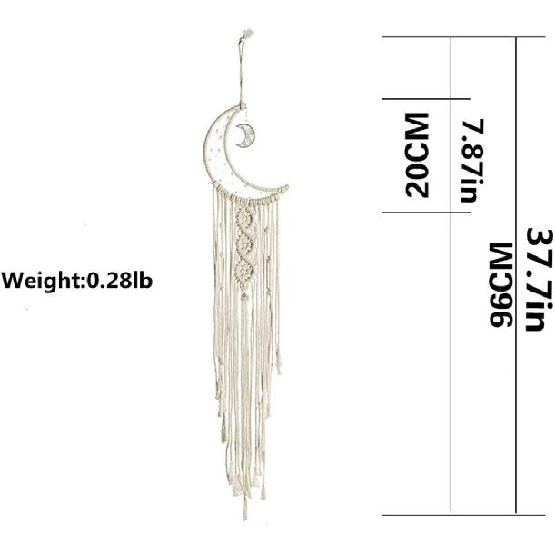 Handmade Dream Catcher for Bedroom Decor Moon and Stars Boho Wall Hanging Decor Bohemian Home Ornament Festival Gift(Moon)