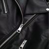 Womens Faux Leather Jacket Lapel Loose Fit Casual Style Black Outerwear