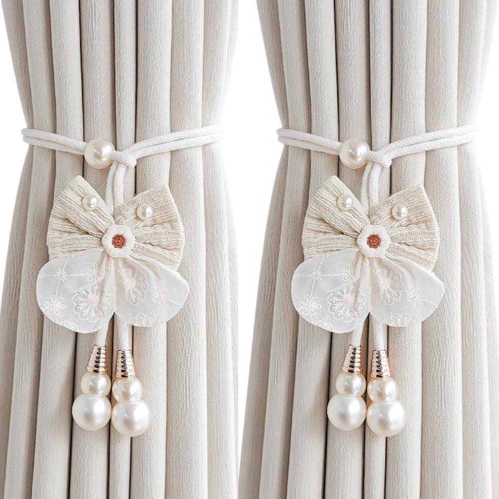 2PCS Romantic Window Curtain Tieback Adjustable Pearl Curtain Buckle Curtain Binding Living Room