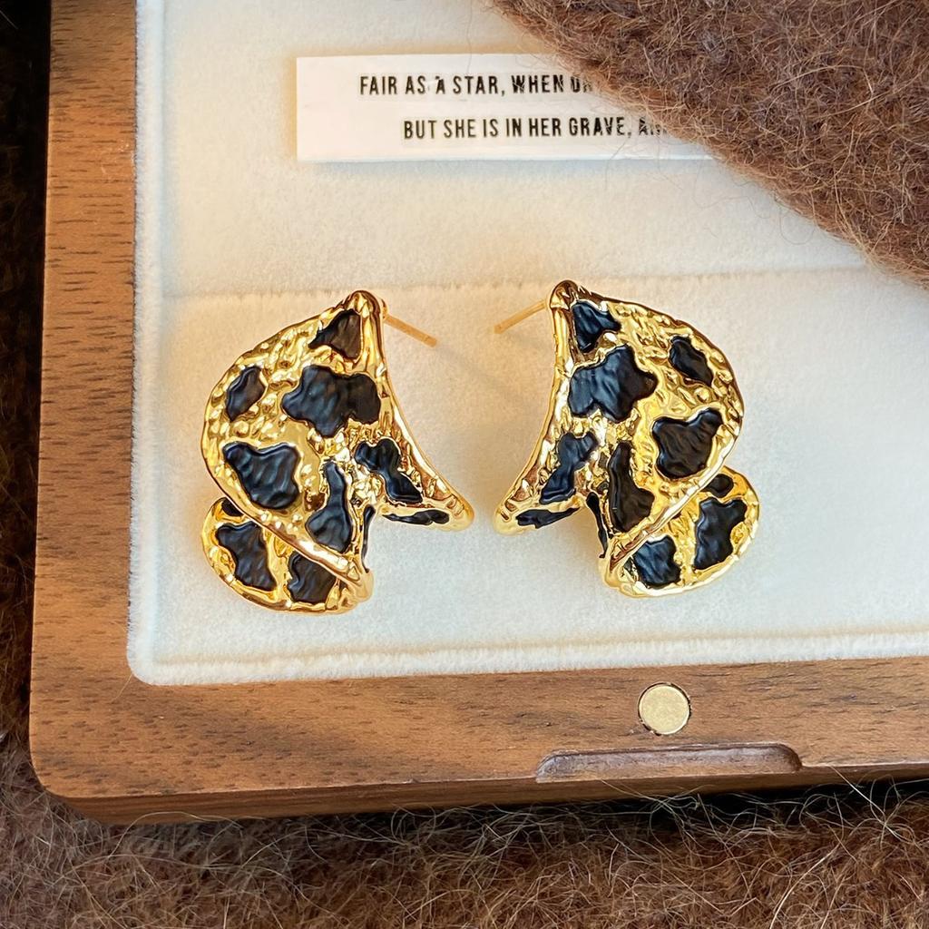 Bohemia Style Leopard Print Pattern Irregular Stud Earrings for Women Trendy Accessories Valentine's Gift Jewerly Wholesale