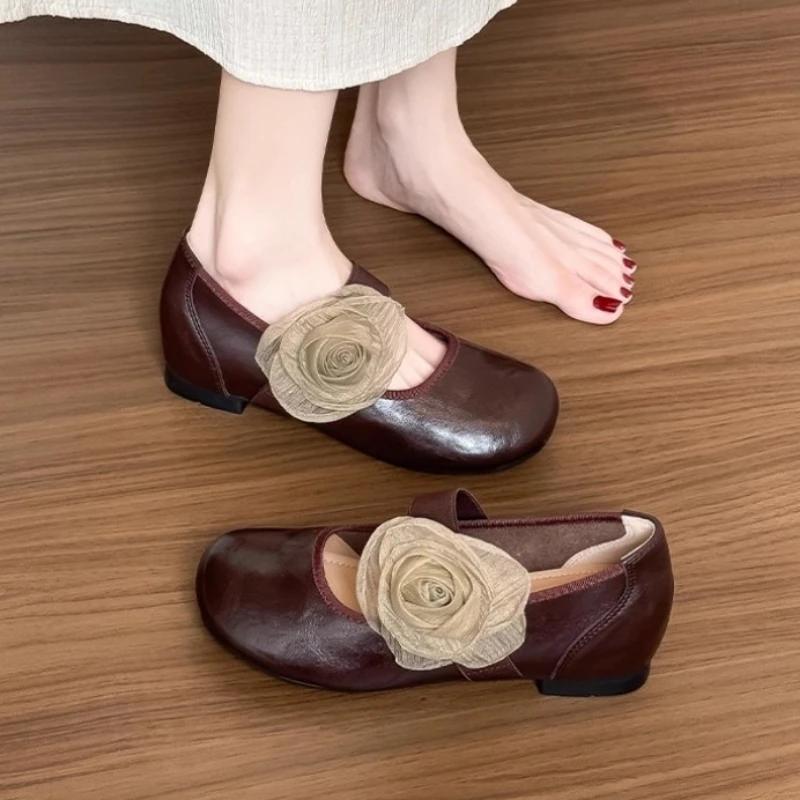 Flower Women Mary Jance Shoes Dress Sandals Casual New Trend 2025 Summer Walking Shallow Lolita Luxury Zapatos Mujer