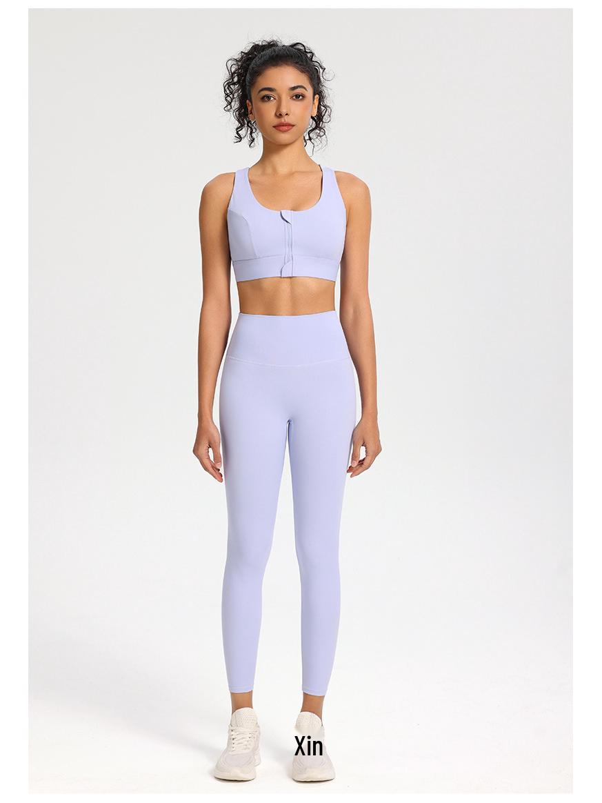 

набор: Спортивный бюстгальтер с высокой поддержкой и брюки для йоги с передней молнией и стильным дизайном спины Large