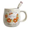 Mug With Lid Spoon Girls Cute Ceramic Cup Children'S High-Value Water Cup Dormitory Coffee Breakfast Cup Men