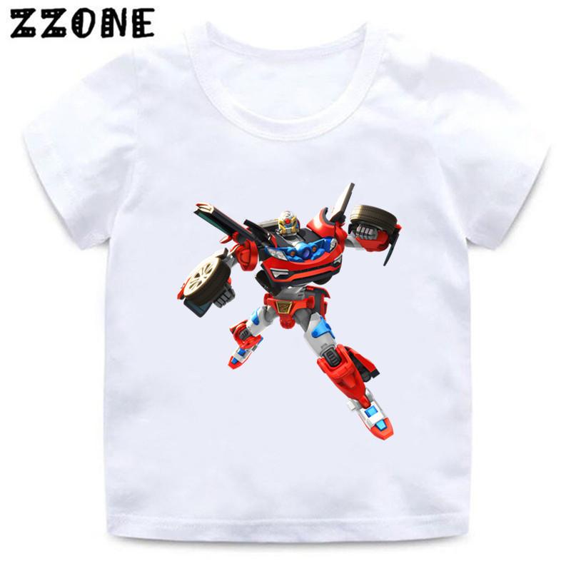 Tobot Evolution Transformer Robot Car Print Kids T-Shirts Girls Clothes Cartoon Baby Boys T Shirt Summer Children Tops