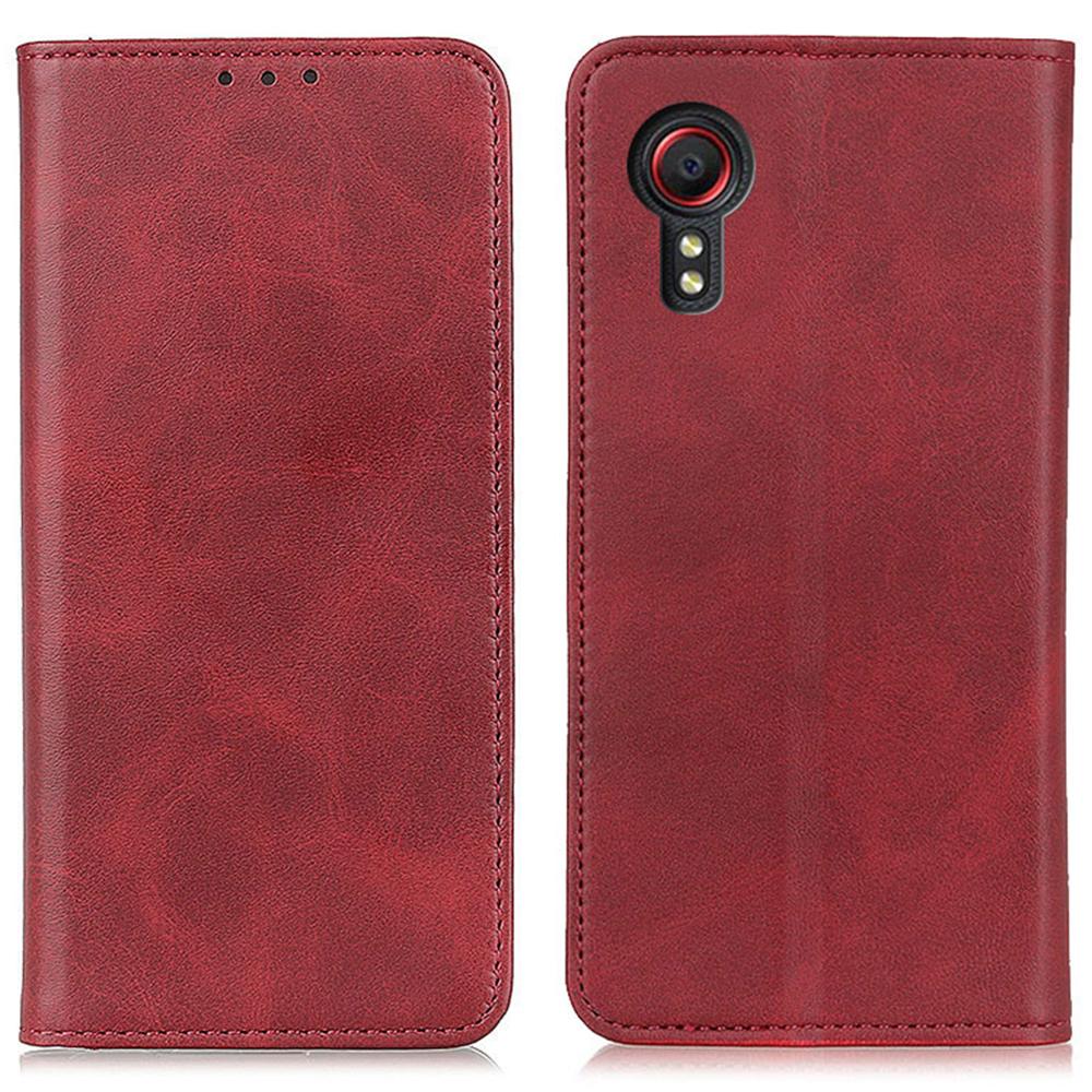 For Samsung Galaxy Xcover7 Split Leather Case Wallet Phone Cover Magnetic Closing