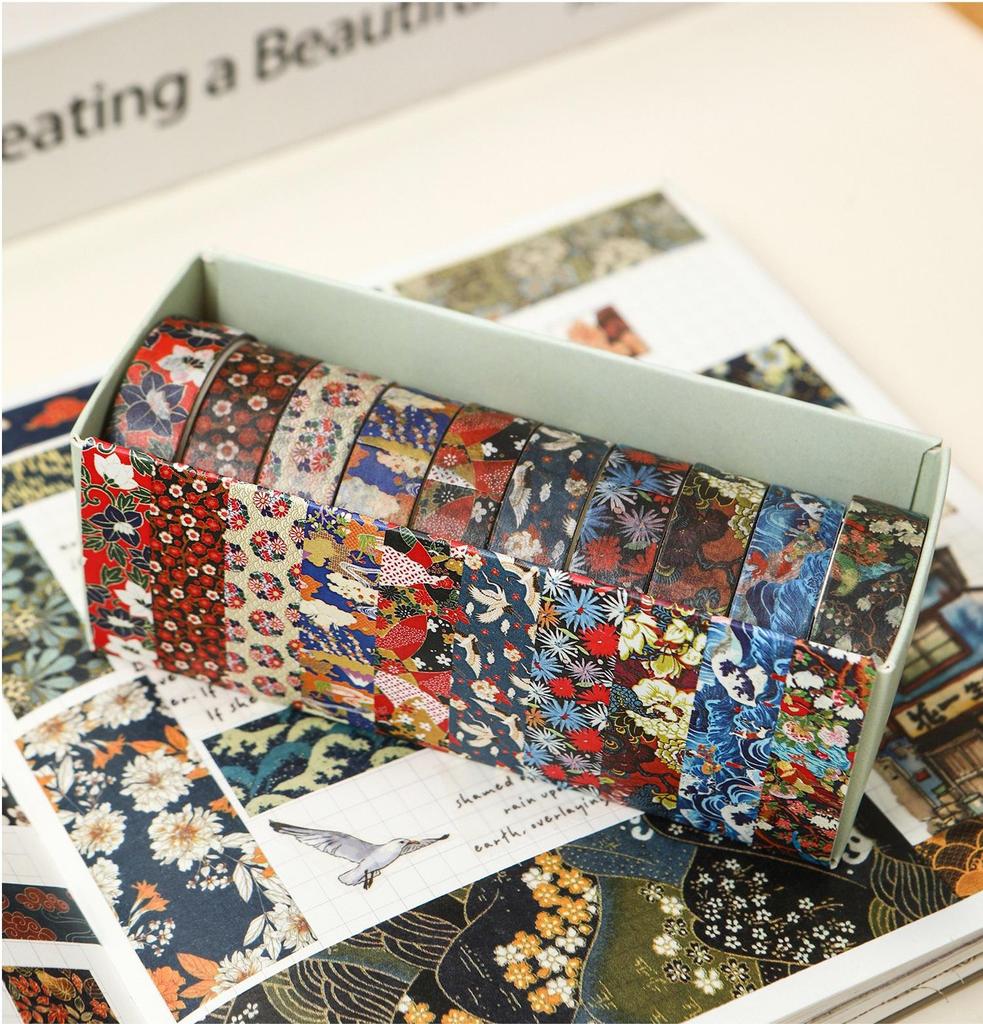 10 Rollen Kyoto Ukiyo-e Washi Tape Set Japanische Traditionelle Kunst Retro Welle Floralmuster Masking Tape für Tagebuch Album