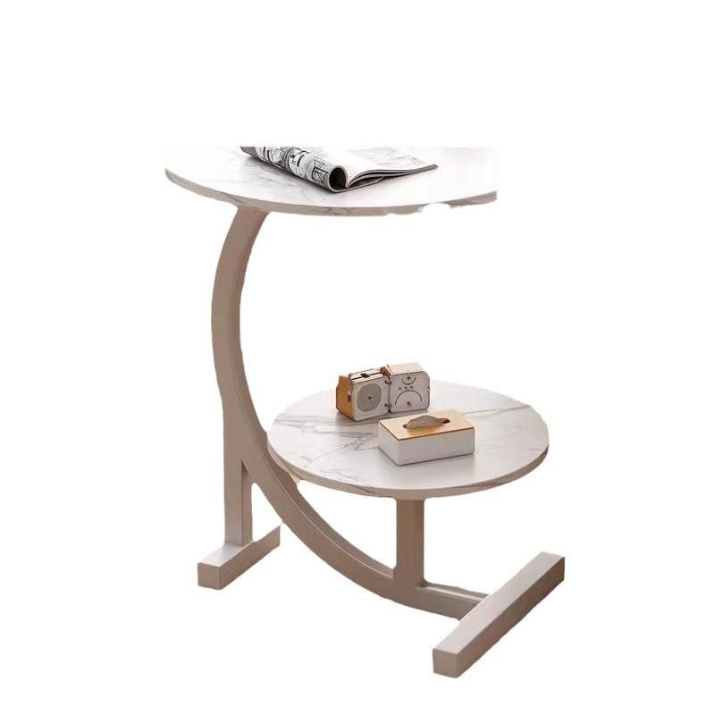 Two Layers Small Side Table For Spaces, Storage Rack, End Mdf+metal, S Living Room Modern Balcony