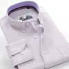 Oxford Shirts Men Striped Casual Men Shirts Long Sleeve England Style Big Size Shirts Men