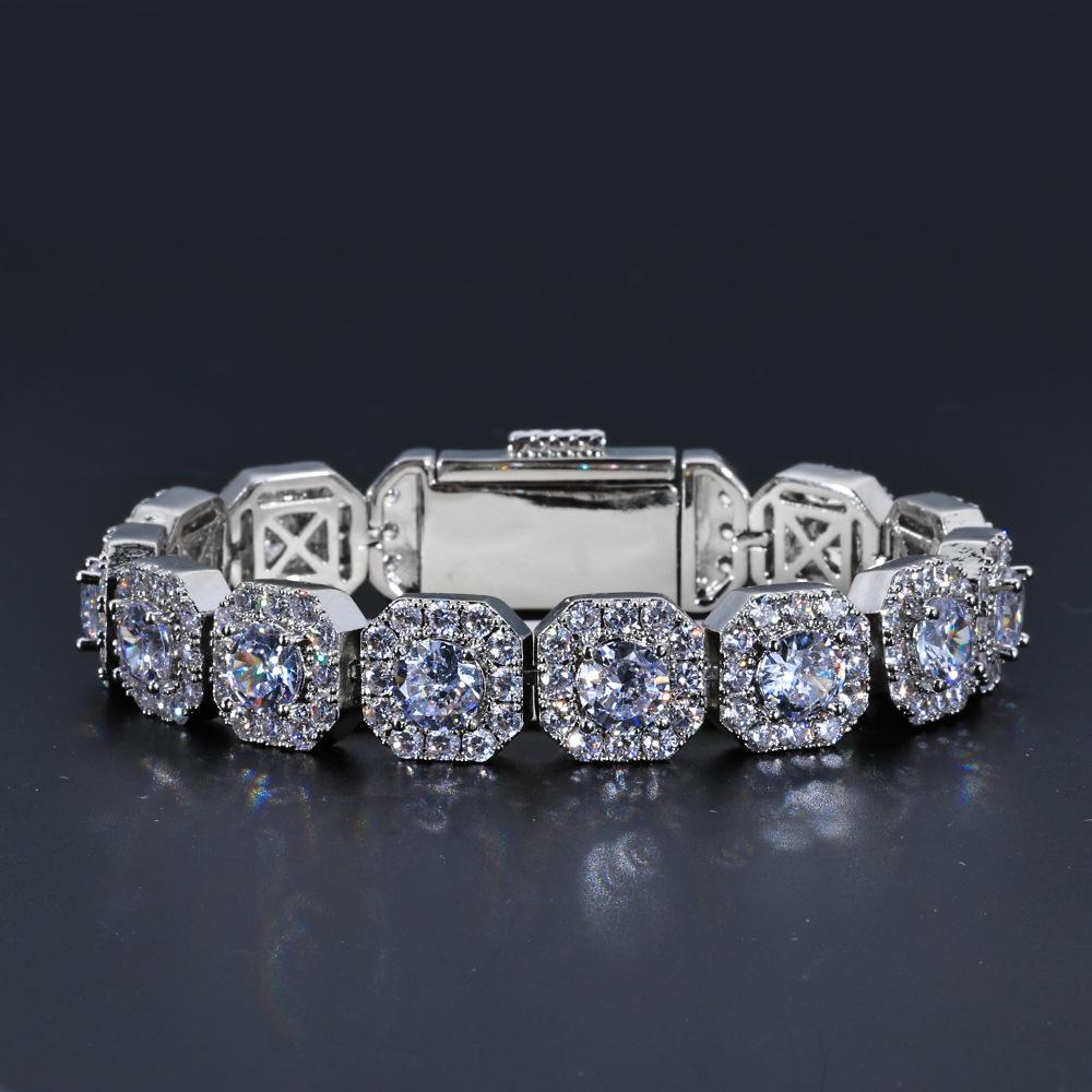 Hip Hop Zircon Full Diamond Rock Sugar Bracelet Light Luxury Accessories High-End Men'S Jewelry Jewelry