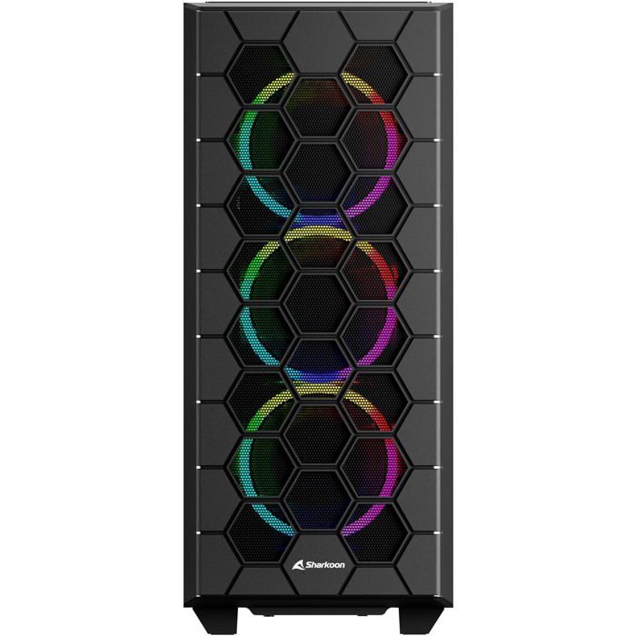 Boîtier PC - Sharkoon - RGB HEX - Noir - Verre trempé - Éclairage RGB personnalisable