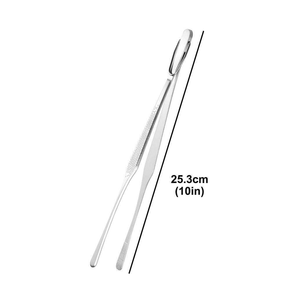 10/12Inch Food Tweezer With Hook Non-Slip Barbecue Grill Tongs Multifunctional Stainless Steel BBQ Steak Clip